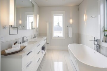 Bright and spacious white bathroom with clean lines and modern fixtures