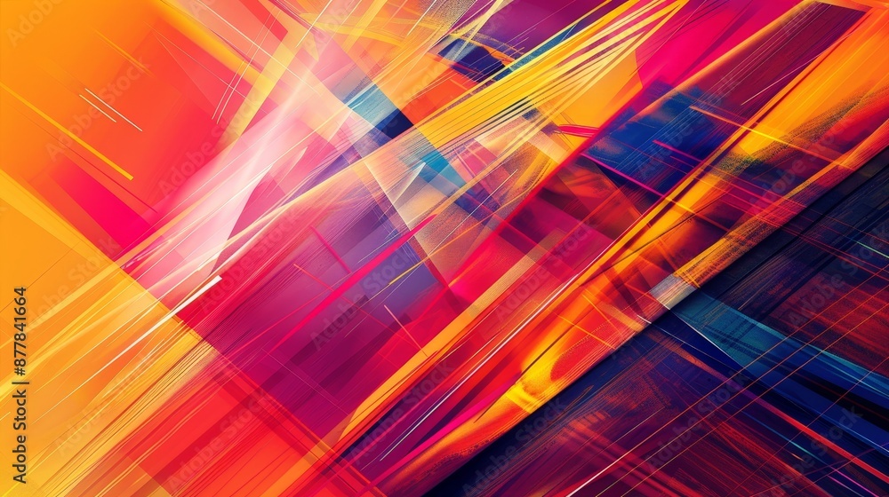 Aufkleber a bold abstract background with sharp, intersecting lines and vibrant colors, creating a sense of en
