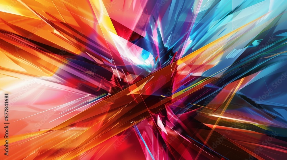 Aufkleber a bold abstract background with sharp, intersecting lines and vibrant colors, creating a sense of en