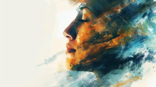 Leader with a compassionate expression, empathetic leadership, digital painting, soft palette, isolated on white background