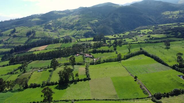 Aerial dolly drone flight towards the mountains of the province of Pichincha, Ecuador in Canton Mejia in a guitig neighborhood
