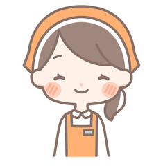 上半身｜笑顔の女性店員イラスト｜エプロン