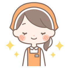 上半身｜キラキラした女性店員イラスト｜エプロン