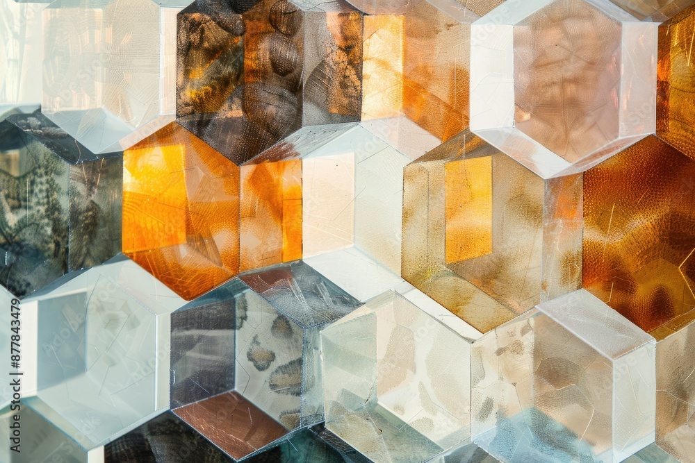 Poster an eyecatching abstract artwork featuring a blend of colorful hexagons arranged in a captivating des