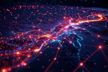 Digital map of California US Network Connection created with Generative AI