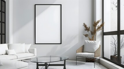 Minimalist Glass-Accented Family Living Room with Elegant Furnishings