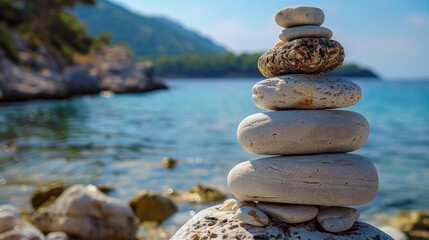 Balanced Rocks on a Seashore