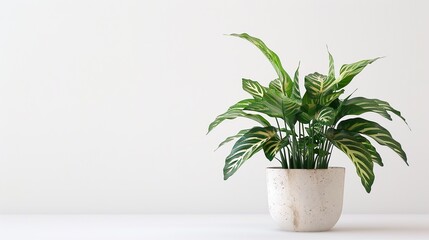 Isolate a potted calathea on a white background