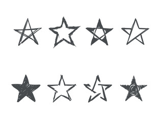 Set of hand drawn paint stars vector illustration