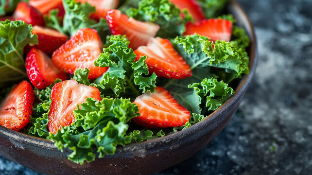 Ensalada fresca de kale y fresas

