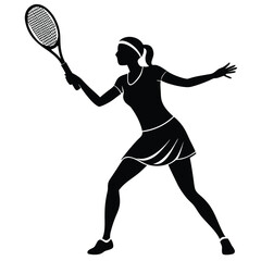 Women Tennis player silhouette vector