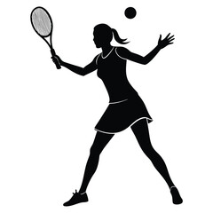 Women Tennis player silhouette vector