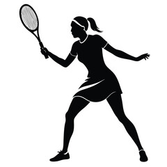 Women Tennis player silhouette vector