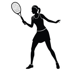 Women Tennis player silhouette vector