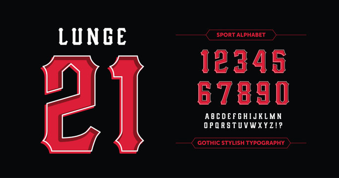 Hipster Rock Jersey Design: Red Numbers with White Outline on Black.
Featuring bold red numbers with a white outline and clean white A-Z characters on a sleek black background.