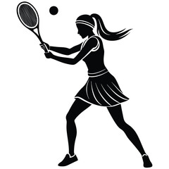 Women Tennis player silhouette vector