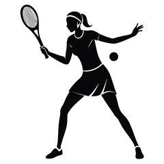 Women Tennis player silhouette vector