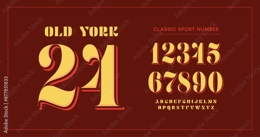 Poster stylish typography design. includes uppercase numbers and characters. perfect for custom sports jers
