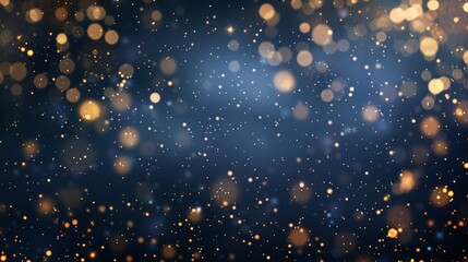Fototapeta premium A dark blue background with shimmering, gold flecks scattered across, creating a starry night effect