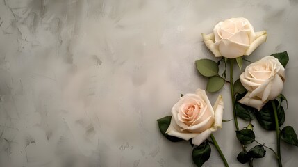 a card with minimalistic condolences. A soft light grey backdrop with roses on it. funeral idea