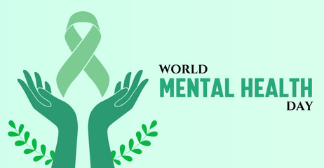 Obraz premium World Mental Health Day: Promoting Well-being and Awareness. Campaign or celebration banner design