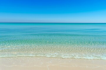 Obraz premium A crystal-clear day at the beach, with azure waters stretching to the horizon and soft white sand between your toes, Generative AI