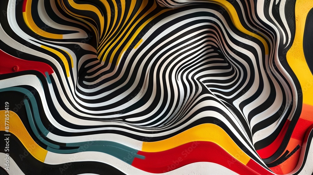 Poster bold, dynamic line-themed artwork with intricate patterns and striking contrasts creates captivating