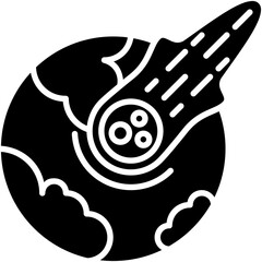 Meteorite Icon. Comet Asteroid Trail Pictogram Graphic Illustration. Isolated Simple Solid Icon For Infographic, App and Web Button.