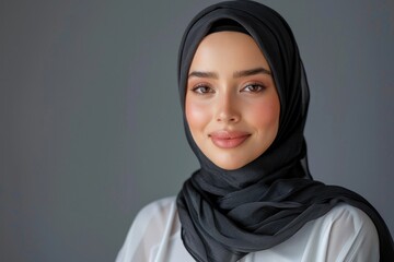 Naklejka premium Portrait of a Muslim Woman Wearing a Black Hijab