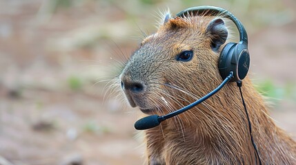 Capybara Sales Manager with Headset