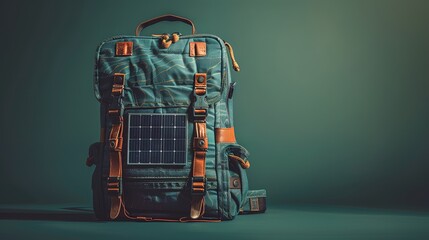 Blue Canvas Backpack with Solar Panel