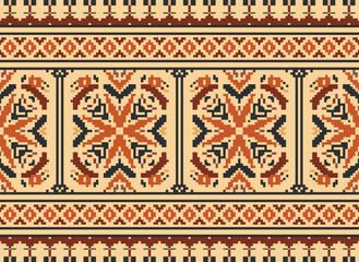 Seamless geometric ethnic asian oriental and tradition pattern design for texture and background. Silk and fabric pattern decoration for carpet, Thai clothing, wrapping and wallpaper