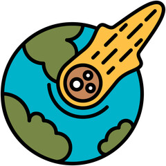 Meteorite Icon. Comet Asteroid Trail Pictogram Graphic Illustration. Isolated Simple Filled Line Icon For Infographic, App and Web Button.