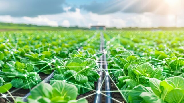 Holographic farm management, digital agricultural planning, futuristic crop monitoring, advanced technology integration