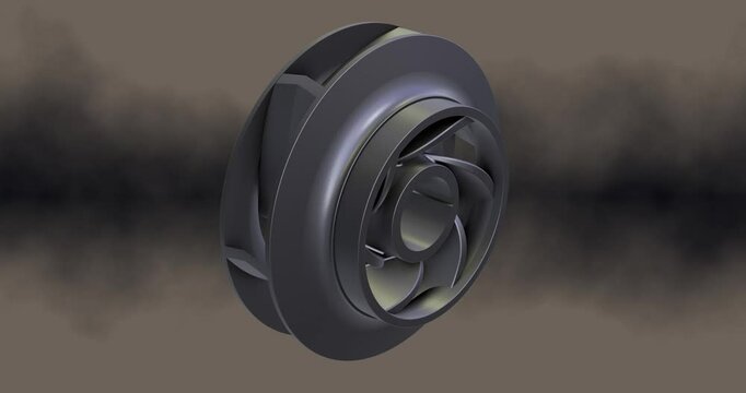 A six-vane pump impeller animation; 3d mechanical design