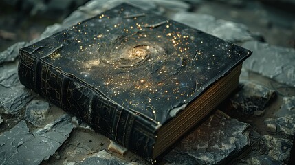 Ancient Book with a Galaxy on its Cover