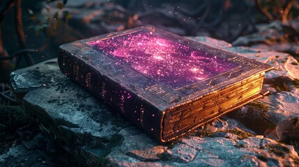 Ancient Book Glowing with Magical Energy