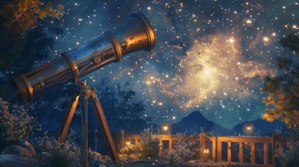 Telescope Gazing at the Starry Night
