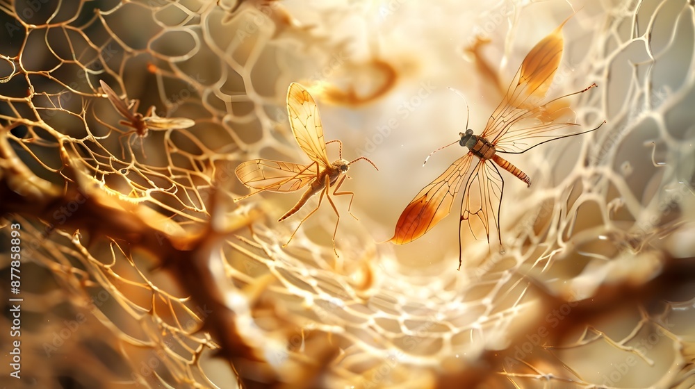 Poster net-winged beetles in microscopic view highlighting intricate hepatic portal vein structure