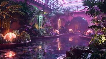 Neon Jungle Oasis: A Surreal Garden