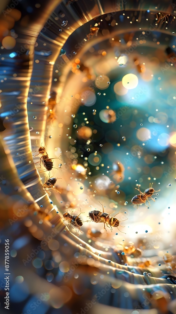 Poster mesmerizing beetle navigating through intricate glomerular structure
