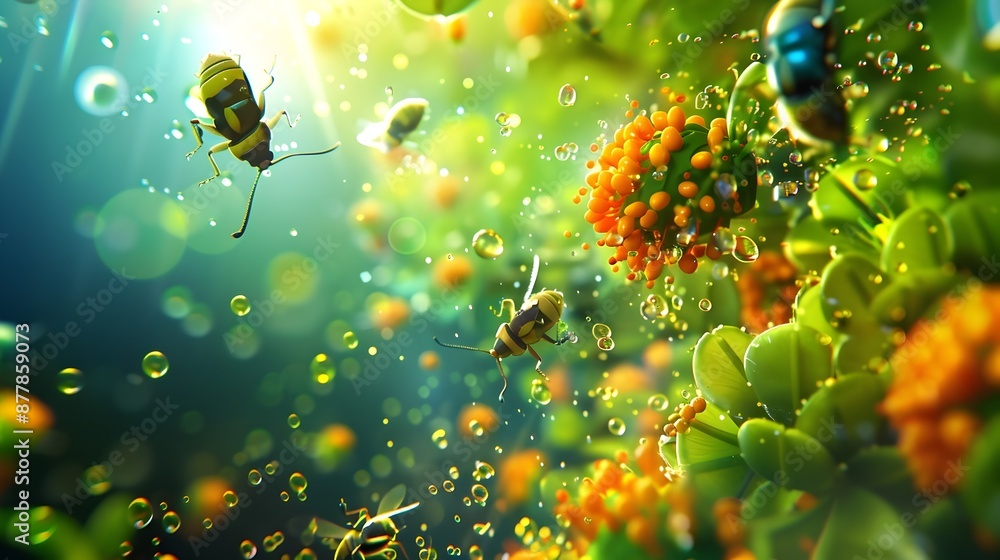 Aufkleber surreal encounter with dreamlike click beetles and floating glomeruli