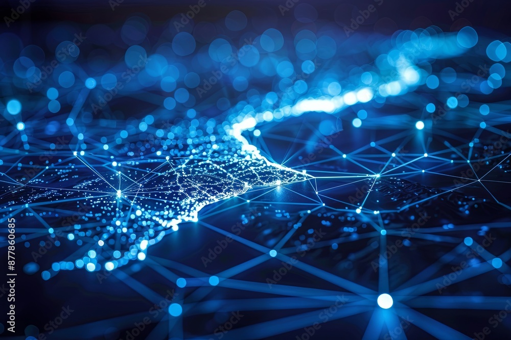 Poster digital map of california us network connection created with generative ai