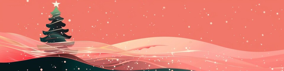 Minimalist Christmas Banner Featuring Modern Abstract Christmas Tree Design, Perfect for Holiday Atmosphere, National Day, New Year Celebrations, AI-Generated Bestselling Background Wallpaper
