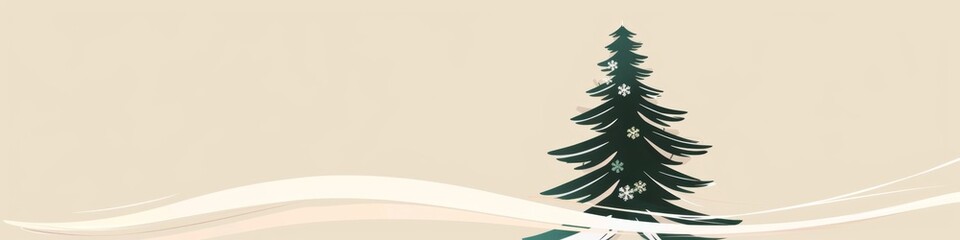 Obraz premium Minimalist Christmas Banner Featuring Modern Abstract Christmas Tree Design, Perfect for Holiday Atmosphere, National Day, New Year Celebrations, AI-Generated Bestselling Background Wallpaper
