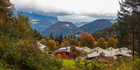 Naklejka premium Scenic alpine landscape near Berchtesgaden at Germany and Austria border.