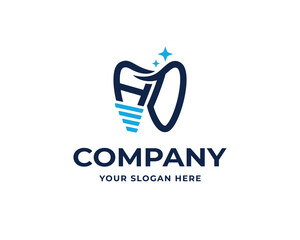 Initial letter H D HD simple screw cavity dental implant logo design template illustration inspiration