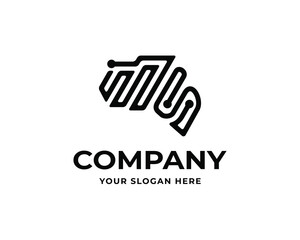 Initial letter M S MS brain think connection technology logo design template illustration inspiration