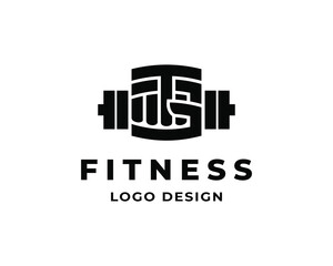 Initial letter T G TG simple with handheld hand barbell gym logo design template illustration inspiration