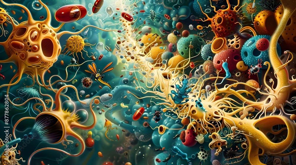 Poster click beetles navigating through detailed glomerulus anatomy